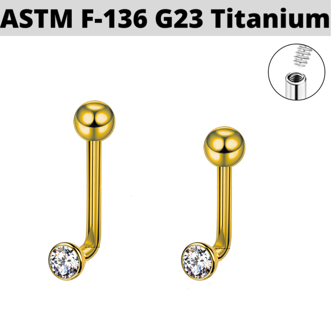 G23 Gold PVD Internally Threaded CZ Gem Christina Hood VCH