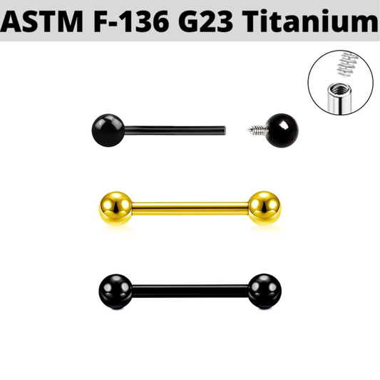 G23 PVD Titanium Internally Threaded Ball Barbell