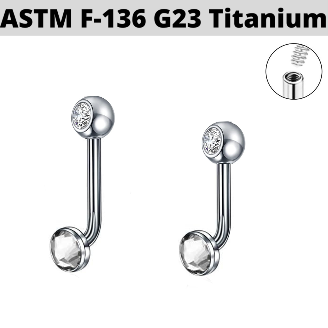 G23 Internally Threaded Double CZ Gem Christina Hood VCH