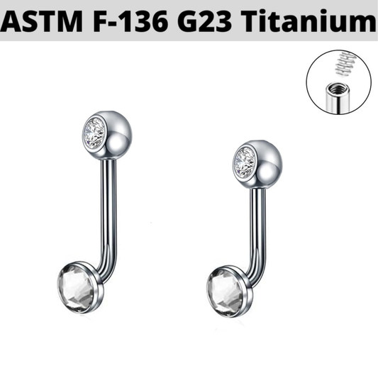 G23 Internally Threaded Double CZ Gem Christina Hood VCH