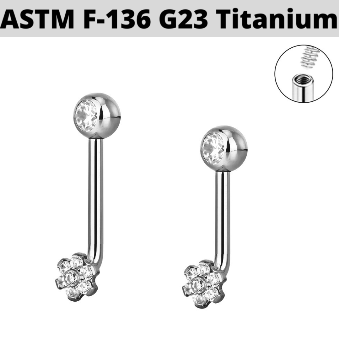 G23 Internally Threaded CZ Flower Christina Hood VCH