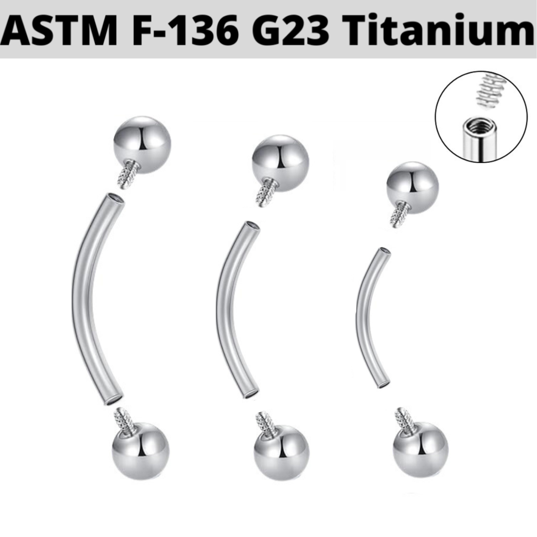 G23 Internally Threaded 16G Titanium Curved Barbell