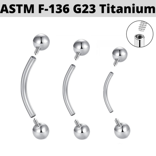 G23 Internally Threaded 16G Titanium Curved Barbell