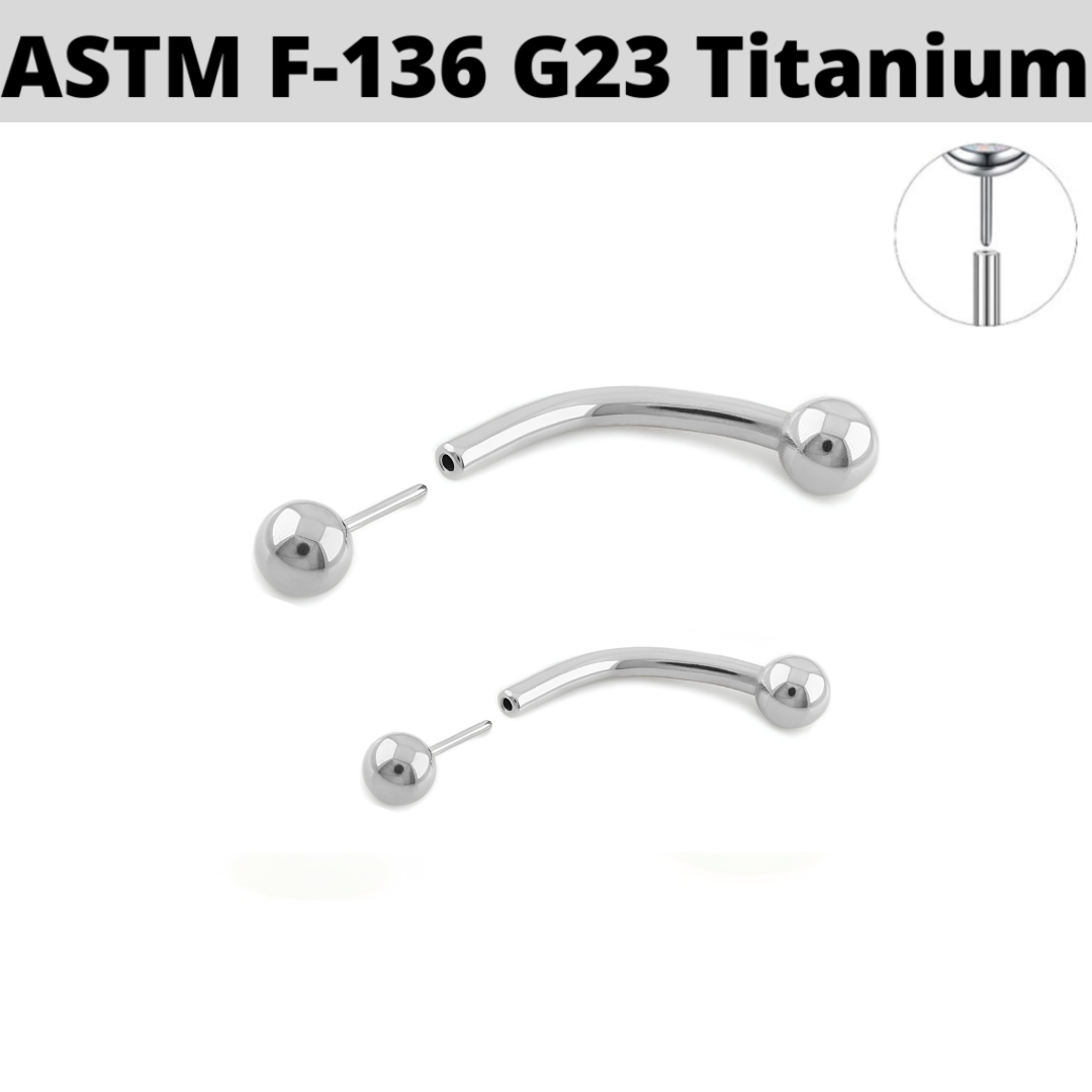 G23 Titanium Threadless One Side Push Ball Curved Barbell