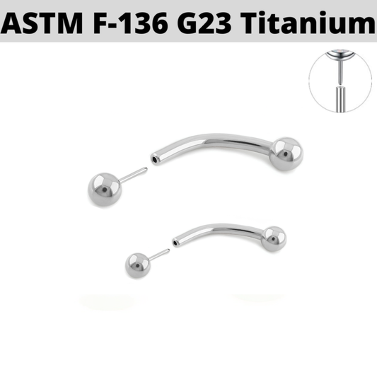 G23 Titanium Threadless One Side Push Ball Curved Barbell