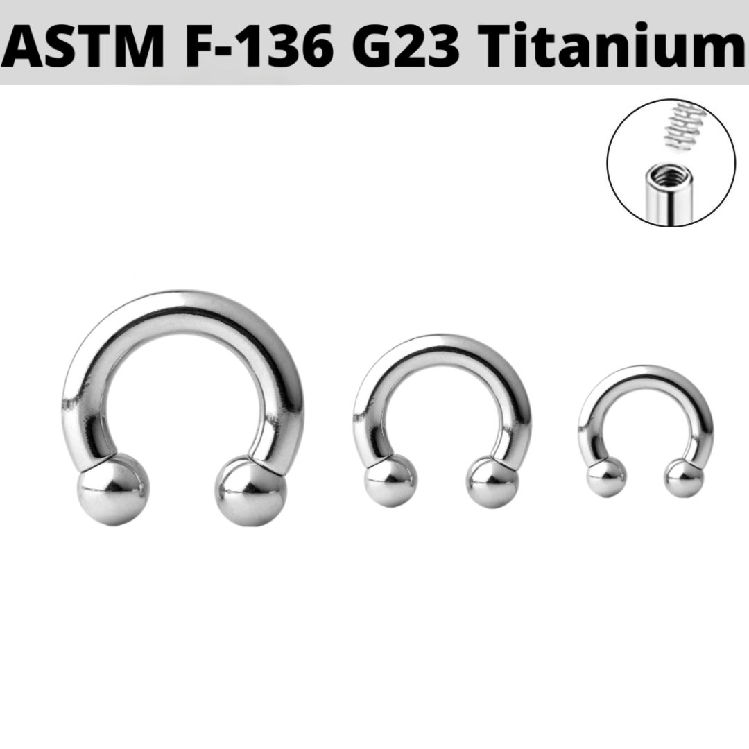 G23 Internally Threaded Heavy Gauges Titanium Ball Horseshoe