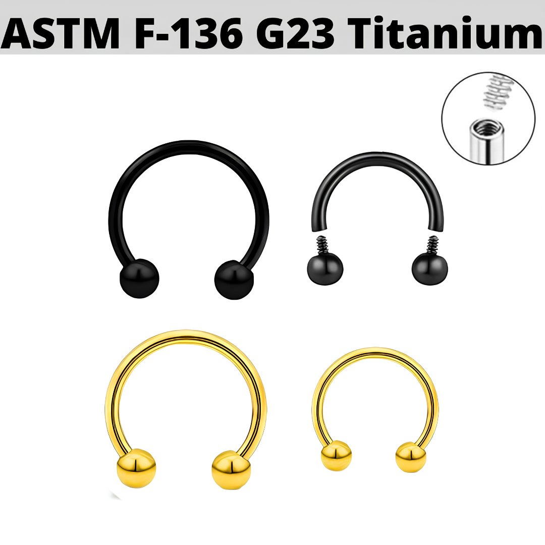 G23 PVD Titanium Internally Threaded Ball Horseshoe