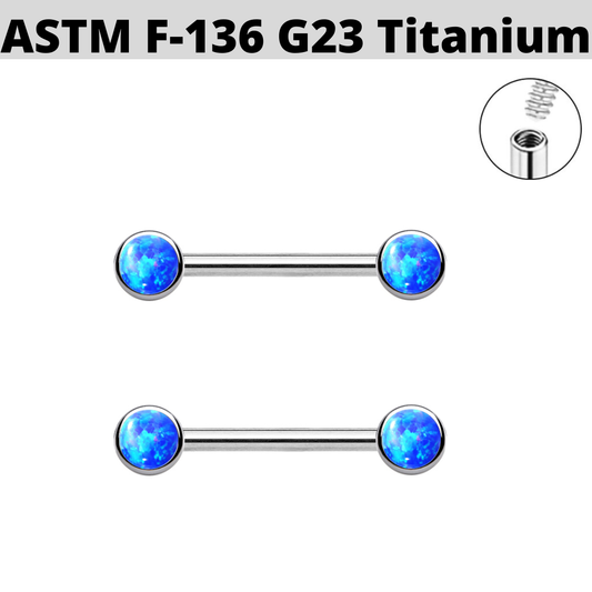 Internally Threaded Titanium Opal Nipple Barbell
