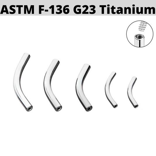 G23 Titanium Internally Threaded Curved Barbell Shaft