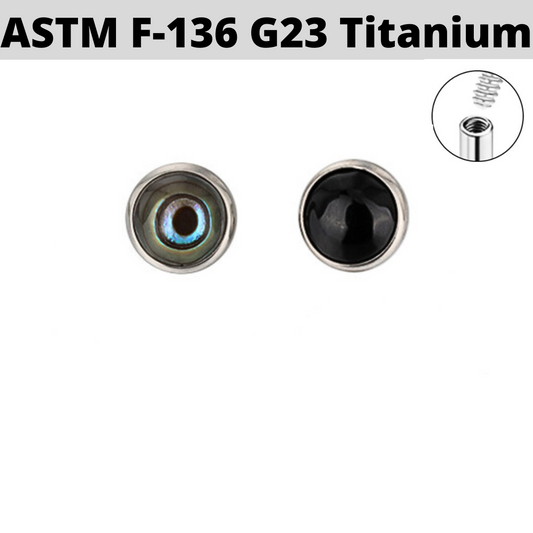 G23 Titanium Flat Natural Stone Internally Threaded Top