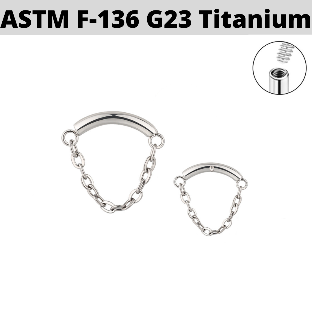 G23 Titanium Internally Threaded Chain Curved Bar Top