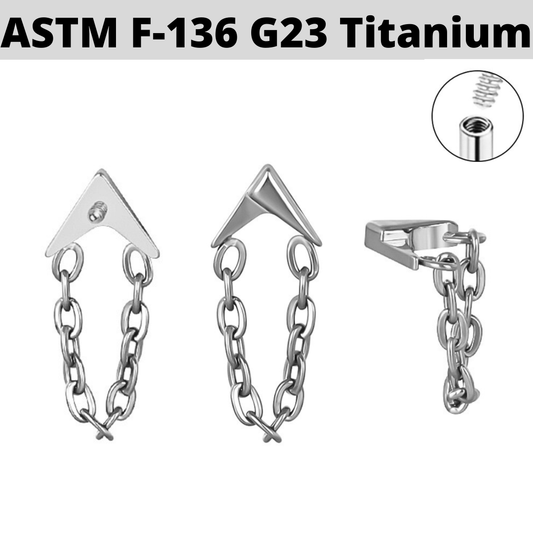 G23 Titanium Internally Threaded Arrow Chain Dangle Top