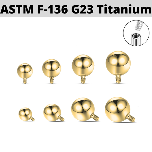 G23 Gold PVD Titanium Internally Threaded Plain Ball