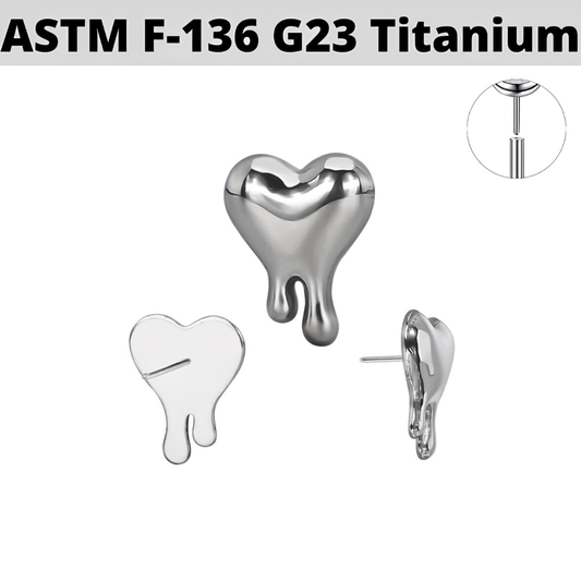 G23 Titanium Threadless Push In Melting Heart Top