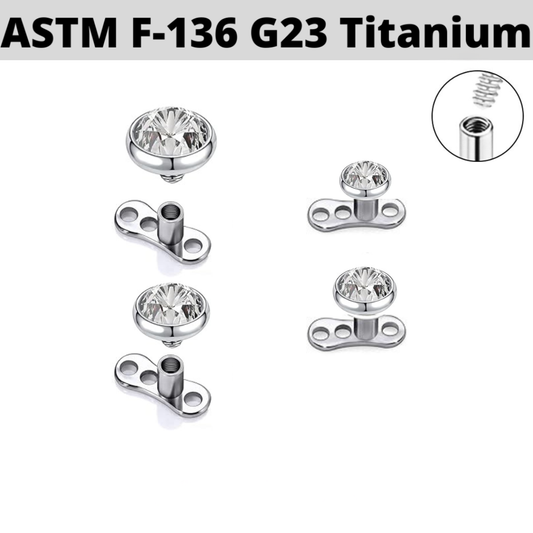 G23 Titanium Dermal Anchor 2.5mm Rise Base Flat CZ Top Set