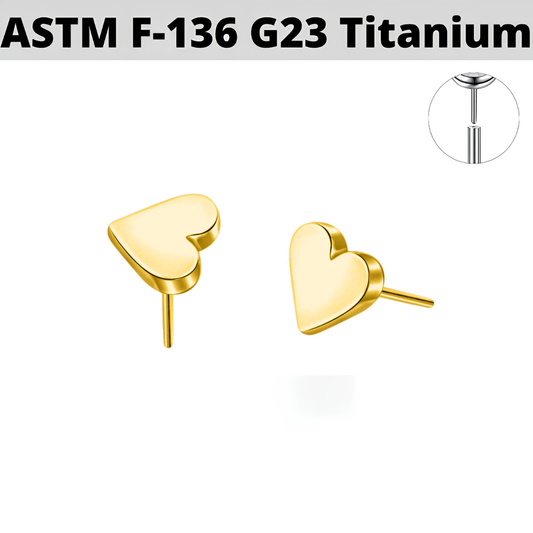 G23 Gold PVD Titanium Threadless Push In Heart Top