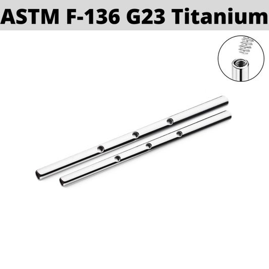G23 Titanium Internally Threaded 3 Hole Industrial Barbell Shaft