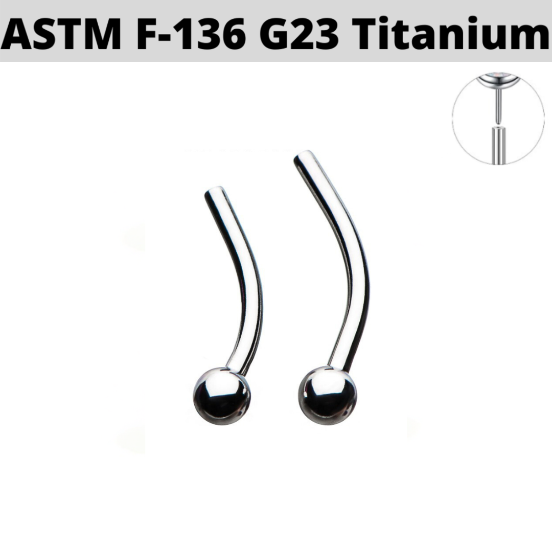 G23 Titanium Threadless Push In Curved Barbell Shaft with Fixed Ball