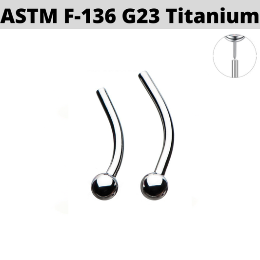 G23 Titanium Threadless Push In Curved Barbell Shaft with Fixed Ball