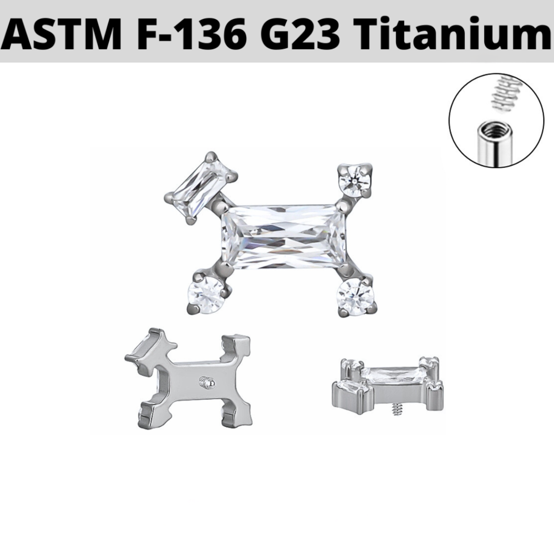 G23 Titanium Internally Threaded CZ Puppy Dog Top
