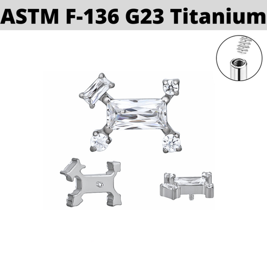 G23 Titanium Internally Threaded CZ Puppy Dog Top