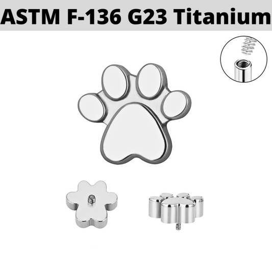 G23 Titanium Internally Threaded Animal Paw Top