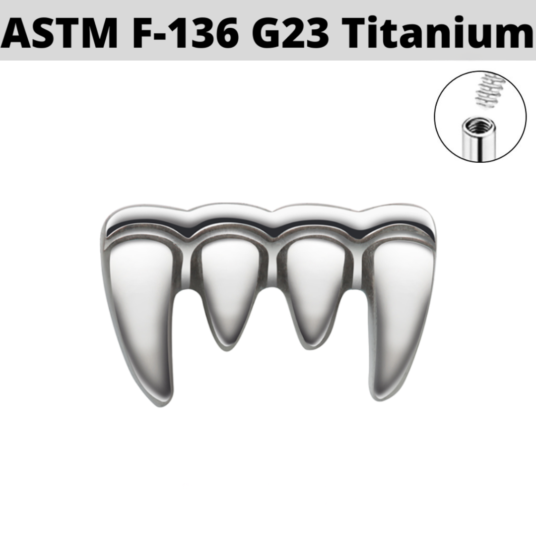 G23 Titanium Internally Threaded Dracula Vampire Fangs Top