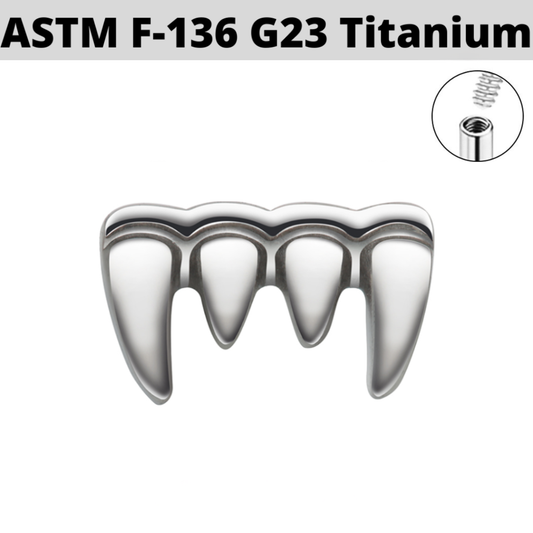 G23 Titanium Internally Threaded Dracula Vampire Fangs Top