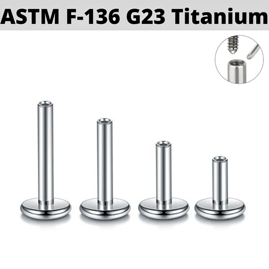G23 Titanium 4mm Base Universal Threadless Threaded Labret Shaft