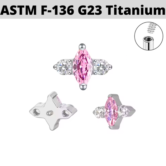 G23 Titanium Internally Threaded Marquise with CZ Top