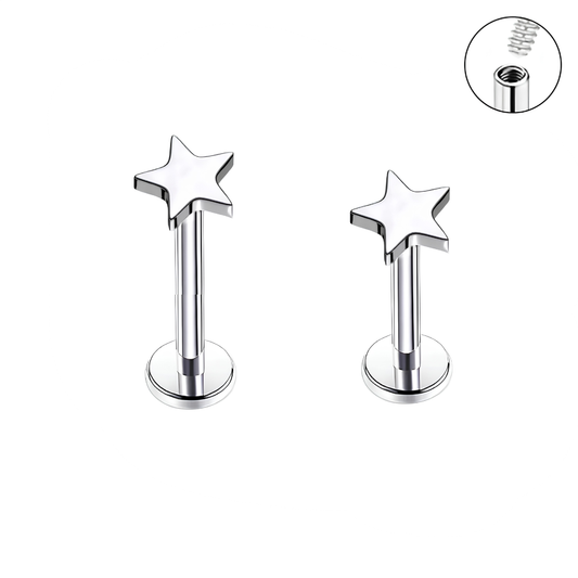 16G Steel Star Internally Threaded Tragus Labret