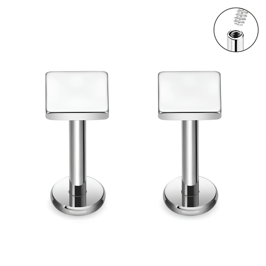 16G Steel Square Internally Threaded Tragus Labret