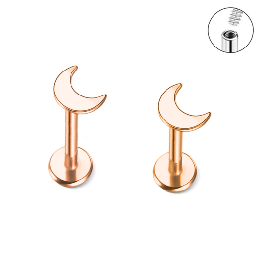 16G Moon Internally Threaded Ion Plated Tragus Labret
