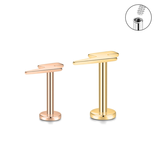 16G Lightning Bolt Internally Threaded Ion Plated Tragus Labret