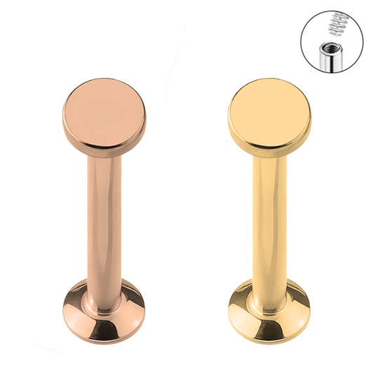 16G Flat Disc Internally Threaded Ion Plated Tragus Labret