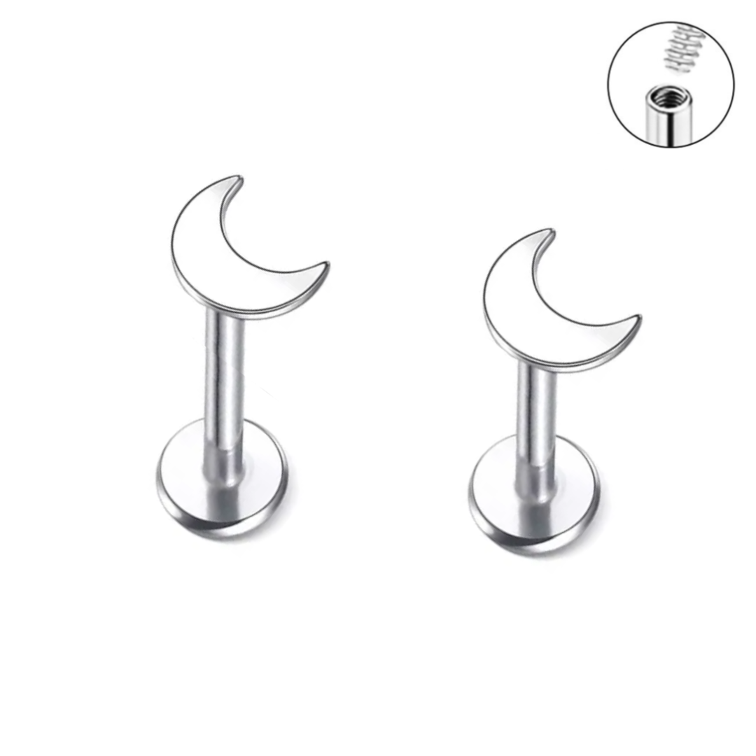 16G Steel Moon Internally Threaded Tragus Labret