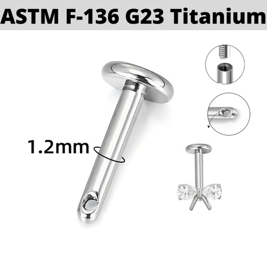 G23 Titanium 4mm Base Internally Threaded Vertical Helix Labret Shaft