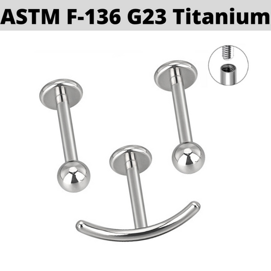 G23 Titanium Internally Threaded Smile Face Labret Set