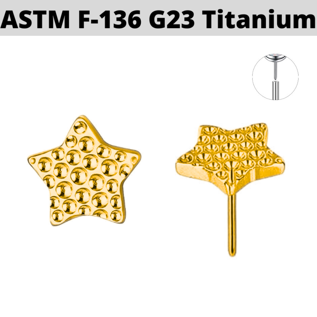 G23 Gold PVD Titanium Threadless Push In Diamond Cut Logo Top – APM