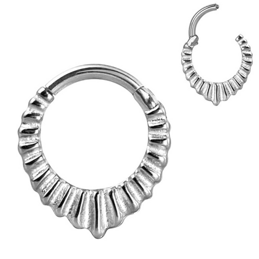 Steel Carved Shell Textured Teardrop Hinged Clicker