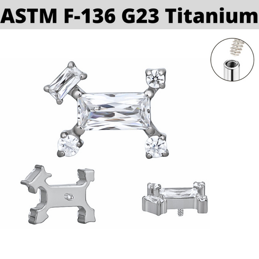 G23 Titanium Internally Threaded CZ Puppy Dog Top