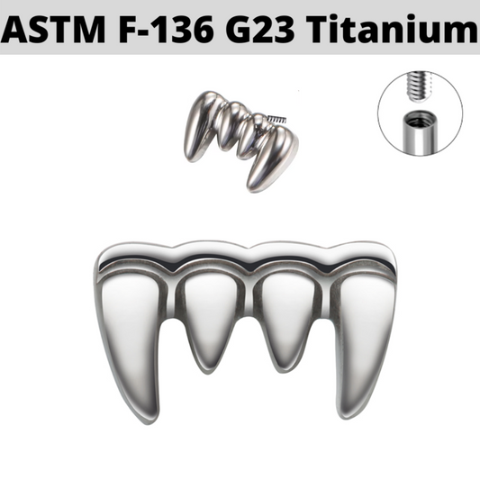G23 Titanium Internally Threaded Dracula Vampire Fangs Top