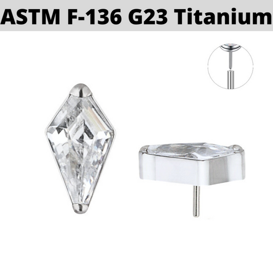G23 Titanium Threadless Coffin Kite CZ Top