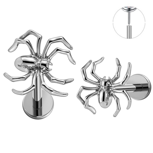 Steel Threadless Push In Spider Top Labret