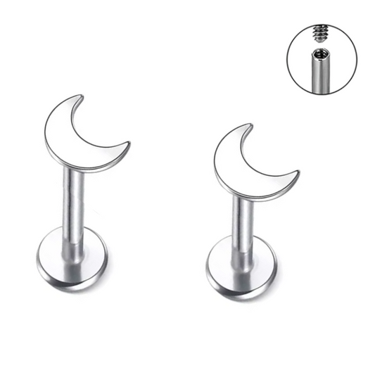 16G Steel Moon Internally Threaded Tragus Labret