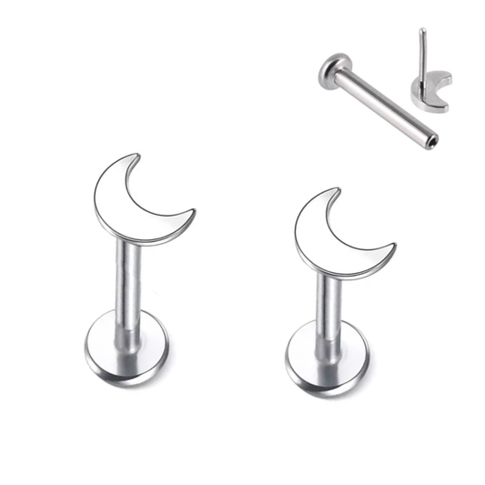Steel Threadless Push In Moon Labret Tragus