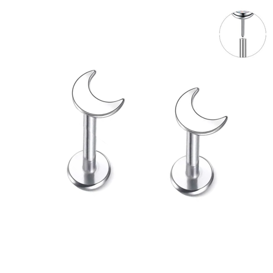 Steel Threadless Push In Moon Labret Tragus
