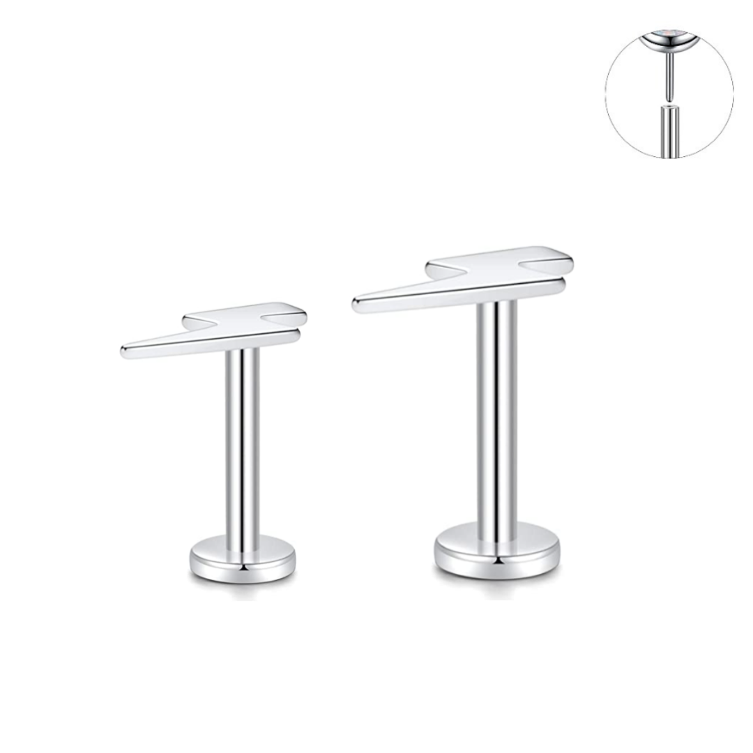 Steel Threadless Push In Lightning Bolt Labret Tragus
