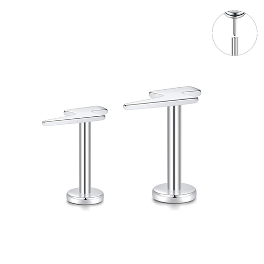 Steel Threadless Push In Lightning Bolt Labret Tragus