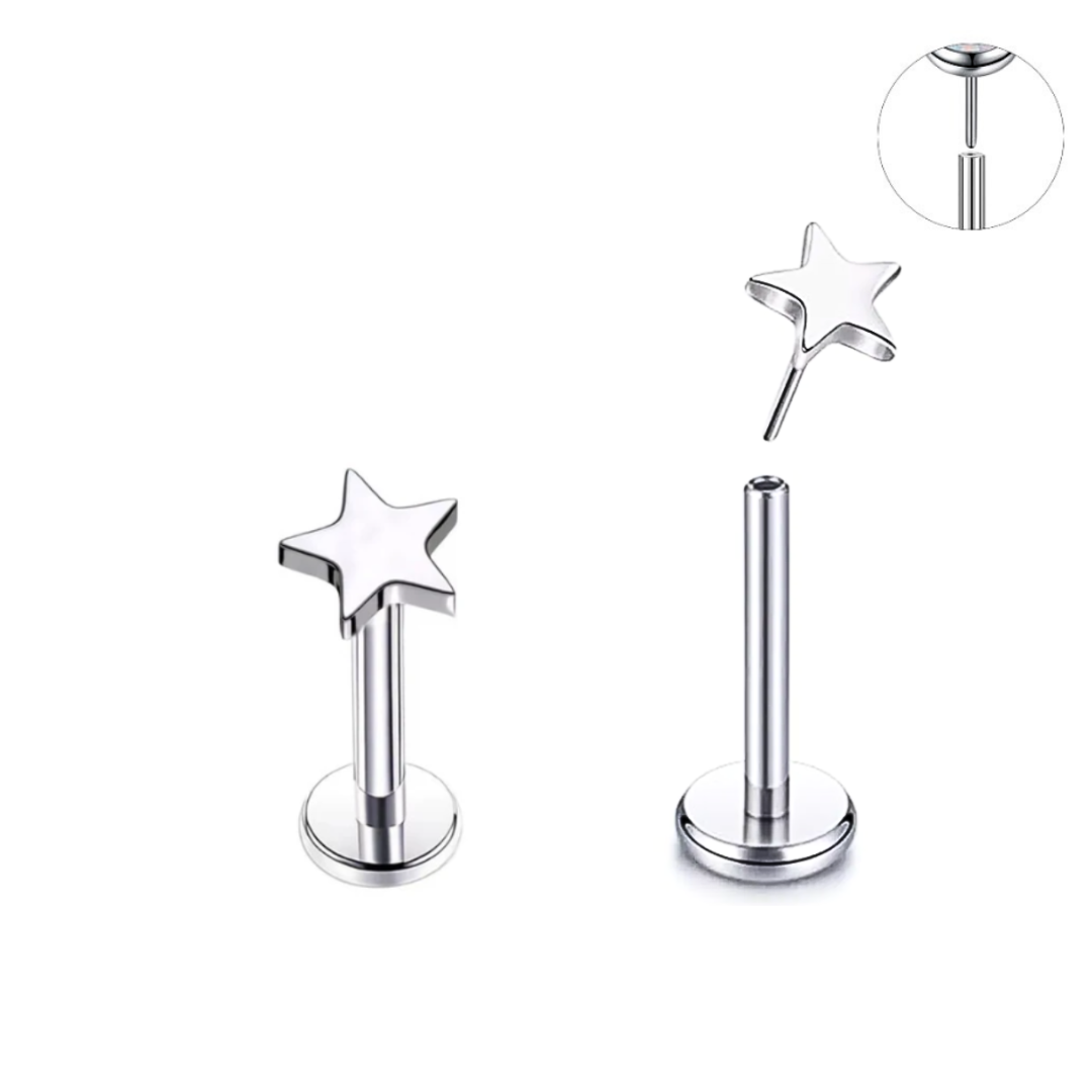 Steel Threadless Push In Star Labret Tragus